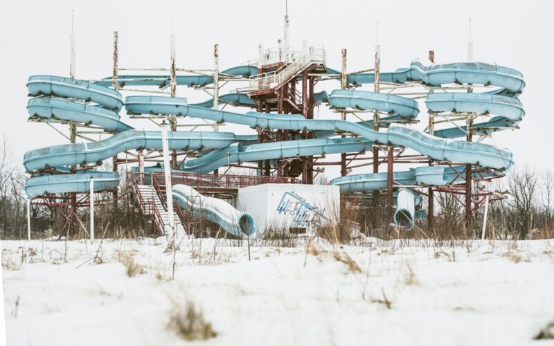 blue plastic spiral slides